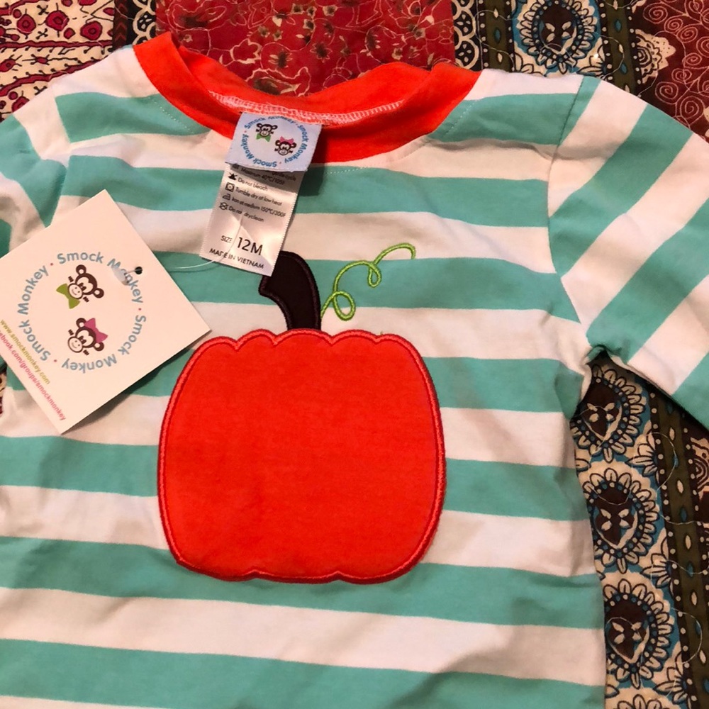 Mint and orange pumpkin pajamas
